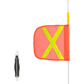 Checkers Ind Prod Inc SW8W Checkers® 8 Heavy Duty Warning Whip w/ LED Light, 12" x 12", Orange w/ Yellow X Square Flag image.