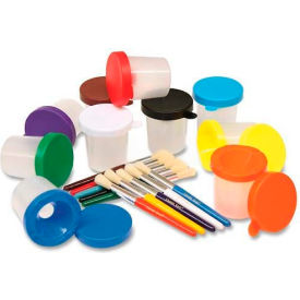 Chenille Kraft® No Spill Paint Cup & Brush Set Assorted 10 Pcs/Set
