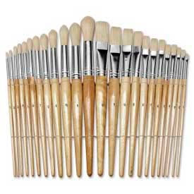 Chenille Kraft Preschool Brush Set, 12 Flat & 12 Round Brushes, 24 Pcs/Set