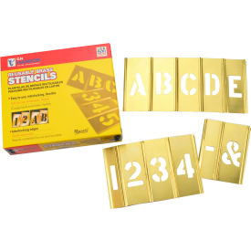 C. H. Hanson Co. 10066 1/2" Brass Interlocking Stencil Letters and Numbers, 45 Piece Set image.