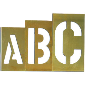 C. H. Hanson Co. 10165 8" Brass Interlocking Stencil Gothic Style Letters, 33 Piece Kit image.