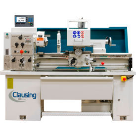 Clausing Industrial Inc. C1330SVSJ-AD-460V Clausing 13"L x 30"W Straight Bed Engine Lathe, Variable Speed,3HP,460V,3 Ph,2 Axis Acu-Rite 200 DRO image.