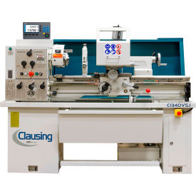 Clausing Industrial Inc. C1340VSJ-AD-230V Clausing 13"L x 40"W Gap Bed Engine Lathe,Variable Speed Drive,3HP,230V,3 Ph,2 Axis Acu-Rite 200 DRO image.