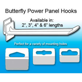 Clip Strip Corp. BFH-324W Butterfly Power Panel Display Hook, 4"L, White image.