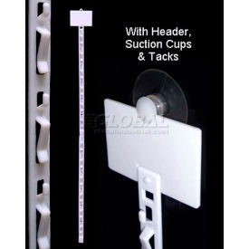 Clip Strip Corp. CS-12SCHD Clip Strip®, 12 Station, W/Suction Cup, W/Header, 34-1/4"L, White image.