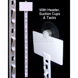 Clip Strip Corp. CS-6SCHD Clip Strip®, 6 Station, W/Suction Cup, W/Header, 18-1/4"L, White image.