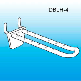 Clip Strip Corp. DBLH-4 Double-Loop Plastic Pegboard-Slatwall Hook, 4"L, White image.