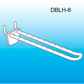 Clip Strip Corp. DBLH-6 Double-Loop Plastic Pegboard-Slatwall Hook, 6"L, White image.