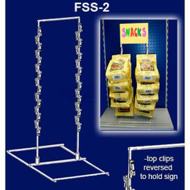 Clip Strip Corp. FSS-2 Free Standing Snack Rack, 2 Wands, 28 Hooks, 24-1/2"H X 8-1/4"W, 10" X 9" Base image.