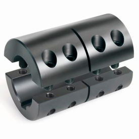 Climax Metal 2CC-100-100-KW Two-Piece Clamping Couplings Recessed Screw w/Keyway, 1", Black Oxide Steel image.