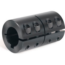 Climax Metal ISCC-037-037-KW One-Piece Industry Standard Clamping Couplings w/Keyway, 3/8", Black Oxide Steel image.