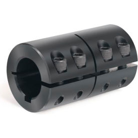 Climax Metal MISCC-15-15-KW Metric One-Piece Standard Clamping Couplings w/Keyway, 15mm, Black Oxide Steel image.