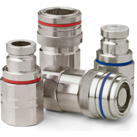 Cejn Industrail Corp. 10-667-1401 Cejn® Nickel-Plated Brass Non-Drip Coupling, 3/4" Body Size, Red Color Ring, NBR Seals image.