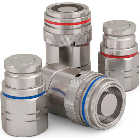 Cejn Industrail Corp. 10-767-1401 Cejn® Nickel-Plated Brass Non-Drip Coupling, 1" Body Size, Red Color Ring, NBR Seals image.