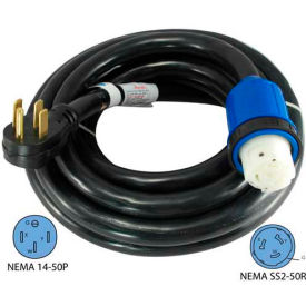 CONNTEK INTEGRATED SOLUTIONS INC 14455-15 Conntek 14455-15, 15, 50A, 6/3 + 8/1 STW, RV Detachable Power Cord with NEMA 14-50P to NEMA SS2-50R image.
