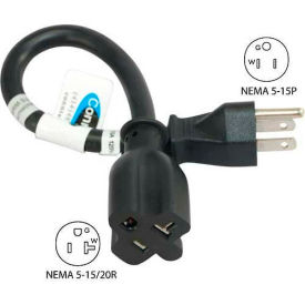 CONNTEK INTEGRATED SOLUTIONS INC P515520 Conntek P515520 1-Ft Power Adapter Cord with 5-15P male plug to 5-15/20R female connector image.