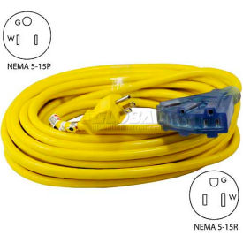 CONNTEK INTEGRATED SOLUTIONS INC 20411-050 Conntek 20411-050, 50-Ft SJTW 12/3 Outdoor Extension Cord with 3- Lighted Outlets, NEMA 5-15P/R image.