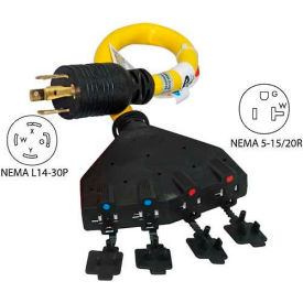 CONNTEK INTEGRATED SOLUTIONS INC 20611-018 Conntek 20611-018, 1.5, 30A, Generator Power Cord with NEMA L14-30P to 5-15/20R4 image.