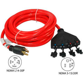 CONNTEK INTEGRATED SOLUTIONS INC 20611 Conntek 20611, 25, 30A, Generator Power Cord with NEMA L14-30P to 5-15/20R 4 image.