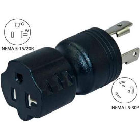 CONNTEK INTEGRATED SOLUTIONS INC 30126-BK Conntek 30126-BK, 30 to 15/20-Amp Generator Locking Adapter with NEMA L5-30P to 5-15/20R, Black image.