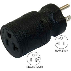 CONNTEK INTEGRATED SOLUTIONS INC 30129*****##* Conntek 30129 15 to 15/20-Amp Straight Blade Adapter with NEMA 5-15P to 5-15/20R, Black image.