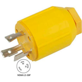 CONNTEK INTEGRATED SOLUTIONS INC 60311-YW Conntek 60311-YW, 30-Amp Locking Assembly Plug with NEMA L5-30P Male End, 2 Pole- 3 Wire image.