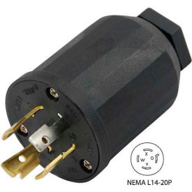 Conntek 60315 20-Amp Locking Assembly Plug with NEMA L14-20P Male End 3 Pole- 4 Wire
