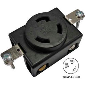 Conntek 80611 30A 3-Prong Locking Single Flush Receptacle w/ NEMA L5-30R Female End 2 Pole-3 Wire