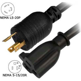 Conntek 8FL520520 8-Ft 20-Amp Locking Extension Cord with NEMA L5-20P to NEMA 5-15/20R