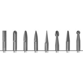 Greenfield Industries Inc. C17770 Cle-Line 1855 Double-Cut Bur, 8 Piece Set with 1/4 Shank and 1/4 Set Size image.