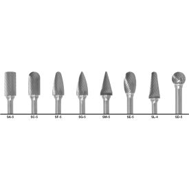 Greenfield Industries Inc. C17763 Cle-Line 1855 Right-Hand Spiral Bur, 8 Piece Set with 1/2 Set Size, SA-5, SC-5, SF-5 image.