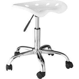 OneSpace Computer Task Stool with Tractor Seat - White