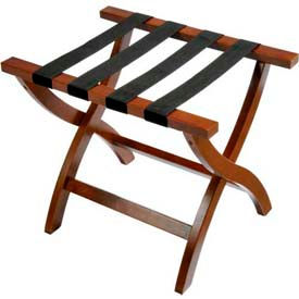 Central Specialties Ltd. - Csl 077WAL-1 Premier Curved Wood Flat Top Luggage Rack, Walnut, Black Straps, 1 Pack image.
