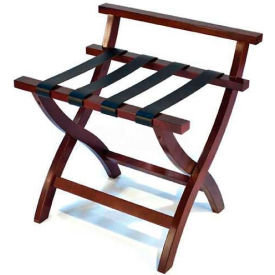 Central Specialties Ltd. - Csl 079MAH-1 Premier Curved Wood High Back Luggage Rack, Mahogany, Black Straps, 1 Pack image.