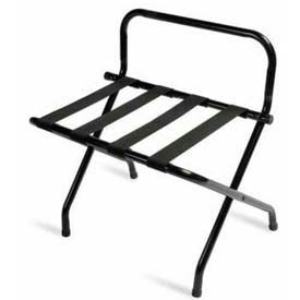 Central Specialties Ltd. - Csl 1055BL-BL-1 Luxury High Back Black Luggage Rack with Black Straps - 1 Pack image.