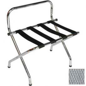Central Specialties Ltd. - Csl 1055C-SV-1 High Back Chrome Luggage Rack with Silver Straps, 1 Pack image.