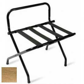 Central Specialties Ltd. - Csl 1055I-BL-1 High Back Antique Inca Gold Luggage Rack with Black Straps, 1 Pack image.