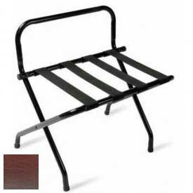 Central Specialties Ltd. - Csl 1055WA-BL-1 High Back Walnut Luggage Rack with Black Straps, 1 Pack image.