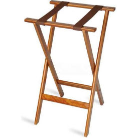 Central Specialties Ltd. - Csl 1170-1 Flat Wood Tray Stand, 18-1/2" x 17" Top x 30" High, 2-1/4" Brown Straps HardWood Frame (Single Pack) image.