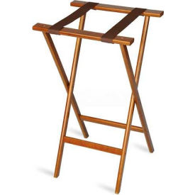 Central Specialties Ltd. - Csl 1270-1 Economy Tray Stand, Brown Straps, Wood, Dark Walnut Stain Finish, (Single Pack) image.