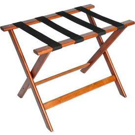 Central Specialties Ltd. - Csl 177CM-1 Deluxe Flat Top Wood Luggage Rack, Cherry Mahogany, Black Straps 1 Pack image.