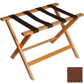 Central Specialties Ltd. - Csl 177LT-1 Deluxe Flat Top Wood Luggage Rack, Light Oak, Brown Straps 1 Pack image.