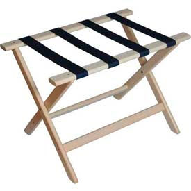 Central Specialties Ltd. - Csl 177WW-1 Deluxe Flat Top Wood Luggage Rack, Whitewash Finish, Navy Blue Straps 1 Pack image.