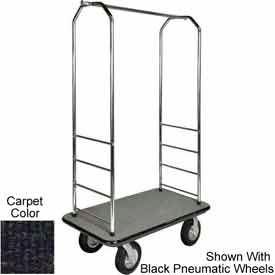 Easy Mover Bellman Cart Chrome Black Carpet Black Bumper 5" Gray Poly 