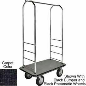 Easy Mover Bellman Cart Chrome Black Carpet Gray Bumper 5" Gray Poly 
