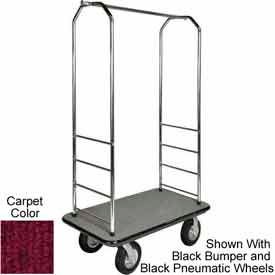 Easy Mover Bellman Cart Chrome Red Carpet Gray Bumper 8" Poly 