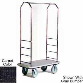 Easy Mover Bellman Cart Stainless Black Carpet Black Bumper 8" Gray Poly 