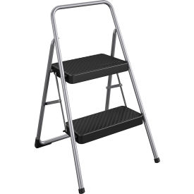 COSCO® 2 Step Household Folding Step Stool 17-11/16""L x 17-5/16""W x 28-1/8""H Platinum/Black