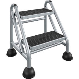 COSCO® 2 Step Commercial Rolling Step Ladder 19-11/16""L x 22-7/16""W x 22-13/16""H Gray/Blue