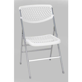 Cosco Inc C863BP60WHP4E Bridgeport™ Commercial Resin Mesh Folding Chair - White, Pack of 4 image.